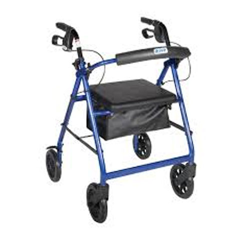Aluminum Rollator with Fold Up and Removable Back Support, Padded Seat, with Loop Locks with 8 Casters and Basket