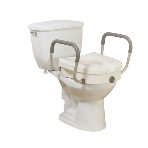 Knock-Down 2-in-1 Locking Elevated Toilet Seat with Removable Arms