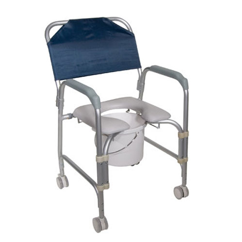 Knock Down Aluminum Shower Chair / Commode with Casters